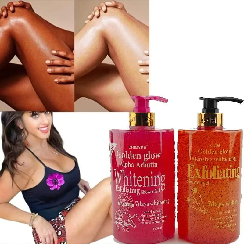 1kg 7Days Golden Glow Alpha Arbutin Brightening Body Wash | Tone Even, Deep Moisture, Skin Smoothing, Radiant Finish Shower Gel