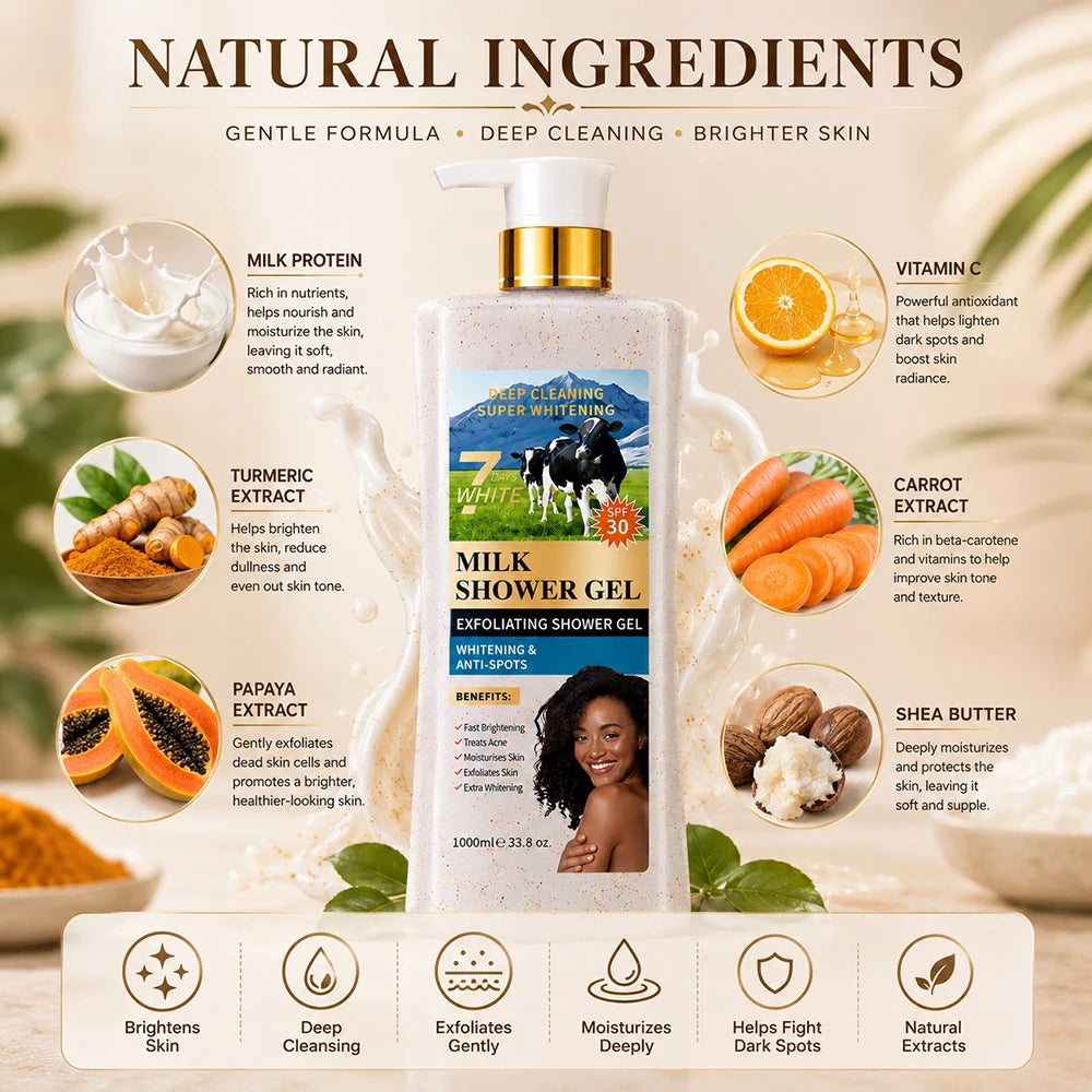 Milk Carrots Avocado Kojic Acid Shower Gel Deep Cleansing Brighten Skin Scrub Body Wash Exfoliator Body Care Fragrance Skincare