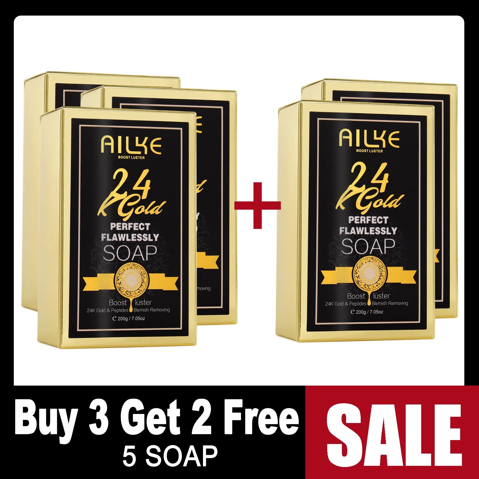 AILKE 24K Glod Flawlessly Skin Care Set, Whitening, Reduce Dark Spots, Pigmentation, Wrinkles, Moisturize, For All Skin Types