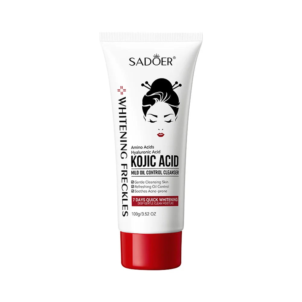 Kojic Acid Whitening Deep Cleansing Milk, Moisturizing Oil Control Spot Removing Acne Cleansing Milk