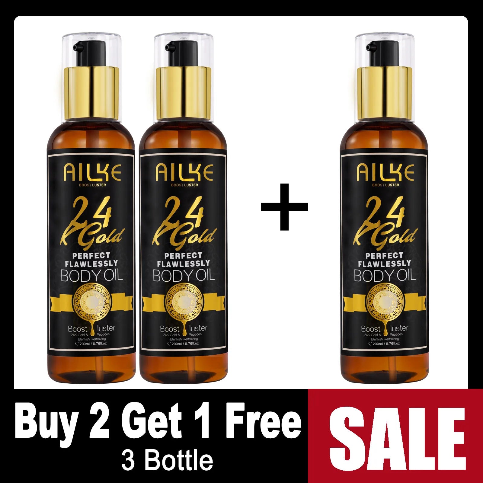 AILKE 24K Glod Flawlessly Skin Care Set, Whitening, Reduce Dark Spots, Pigmentation, Wrinkles, Moisturize, For All Skin Types
