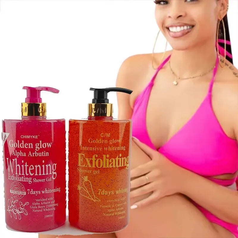 1kg 7Days Golden Glow Alpha Arbutin Brightening Body Wash | Tone Even, Deep Moisture, Skin Smoothing, Radiant Finish Shower Gel